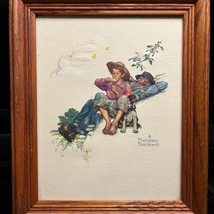 Grandpa and Me Picking up Daisies by Norman Rockwell
